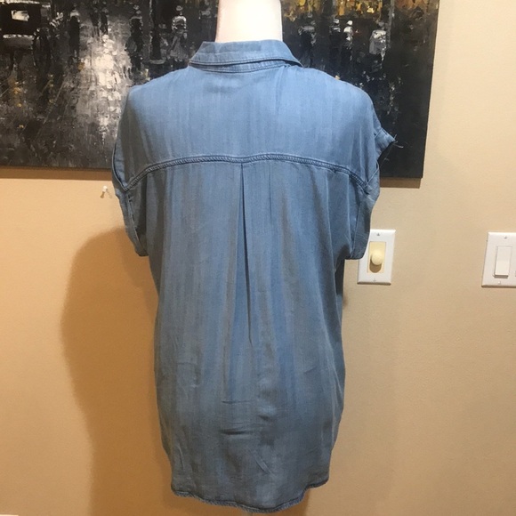 Becool Short Cuffed Sleeved Metal Button Front with Chest Pockets Top-L - Picture 2 of 6